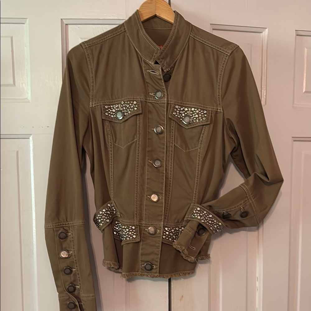 Studded Olive Green Women's Jacket